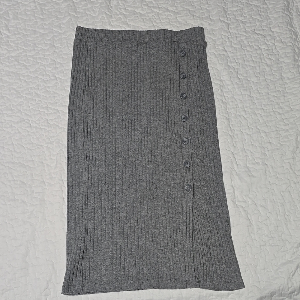TIME AND TRU Gray Button-Down Women's Skirt